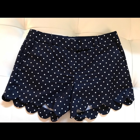 J Crew Scallop-hem Navy Polka Dot Shorts Size 2 - Picture 2 of 7